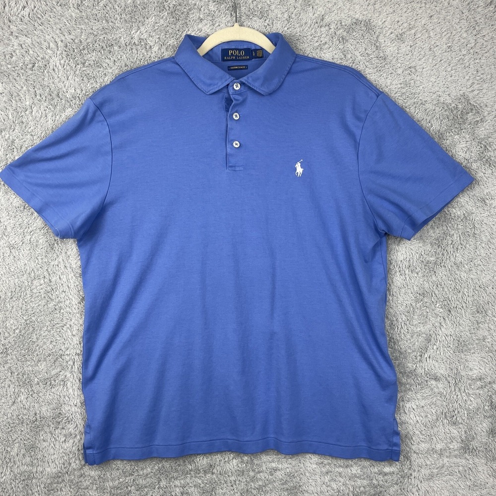 Polo Ralph Lauren Shirt Mens Large Blue Custom Slim Fit Golf Preppy Classic